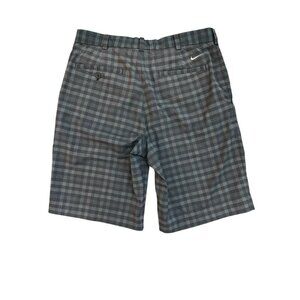 Nike Dry-Fit Golf Shorts Size 32 Medium Gray Black Stretch Active 10” Logo